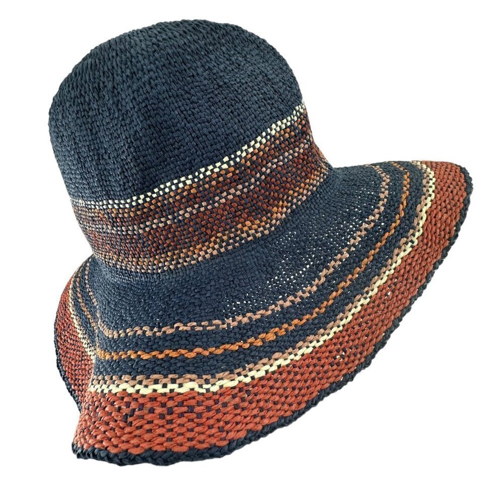 NWOT Hat Attack Multi-Stripe Pattern Bucket Hat Beachy Vacation 100% Paper - Picture 5 of 8